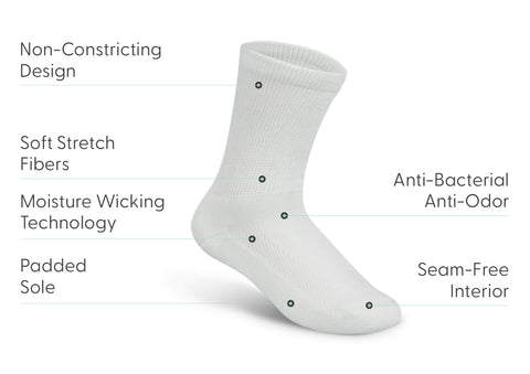 Padded Sole Diabetic Socks - White