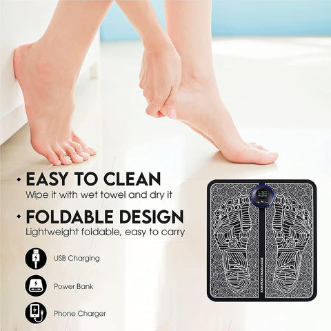 EMS Foot Massager Pad Improve Blood Circulation Relieve Ache Pain USB Rechargeable